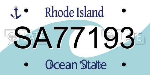 SA77193 Rhode Island License Plate
