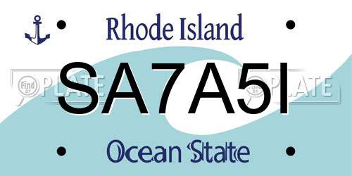 SA7A5I Rhode Island License Plate