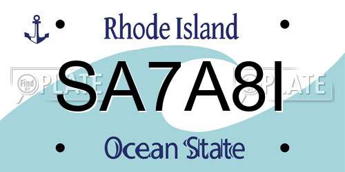 SA7A8I Rhode Island License Plate