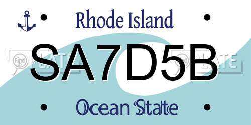 SA7D5B Rhode Island License Plate