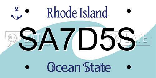 SA7D5S Rhode Island License Plate