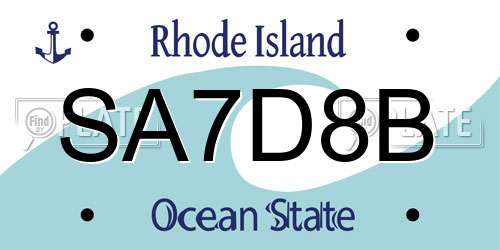 SA7D8B Rhode Island License Plate