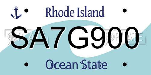 SA7G900 Rhode Island License Plate