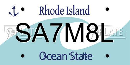 SA7M8L Rhode Island License Plate