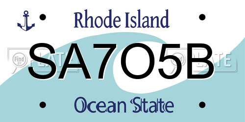 SA7O5B Rhode Island License Plate