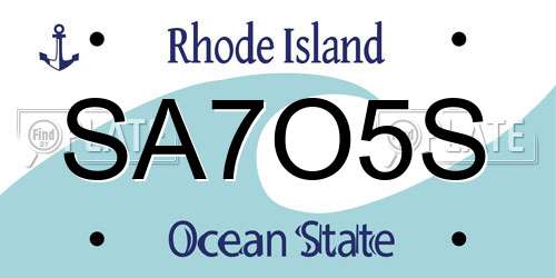 SA7O5S Rhode Island License Plate