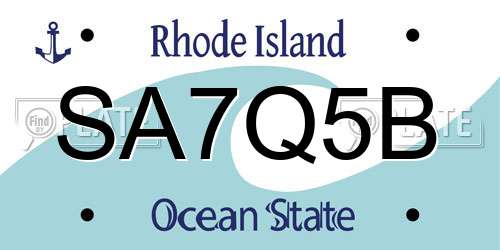 SA7Q5B Rhode Island License Plate