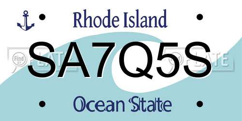 SA7Q5S Rhode Island License Plate