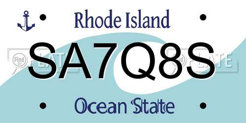 SA7Q8S Rhode Island License Plate