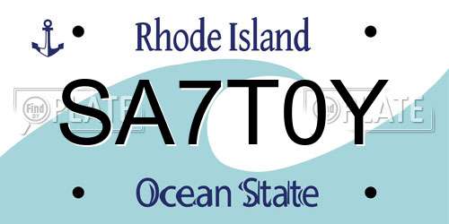 SA7T0Y Rhode Island License Plate