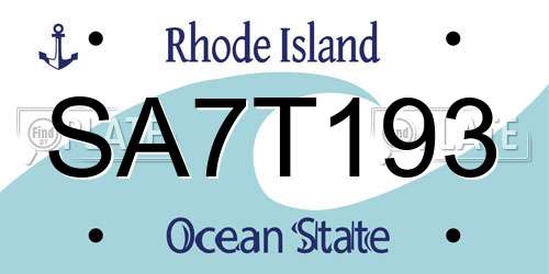 SA7T193 Rhode Island License Plate