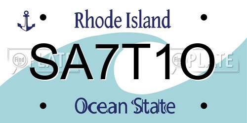 SA7T1O Rhode Island License Plate