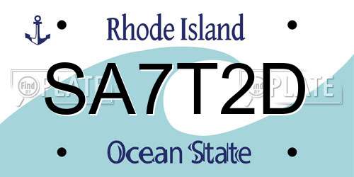 SA7T2D Rhode Island License Plate