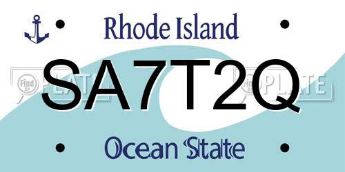 SA7T2Q Rhode Island License Plate