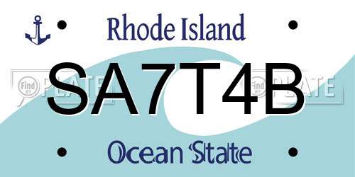 SA7T4B Rhode Island License Plate
