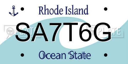 SA7T6G Rhode Island License Plate