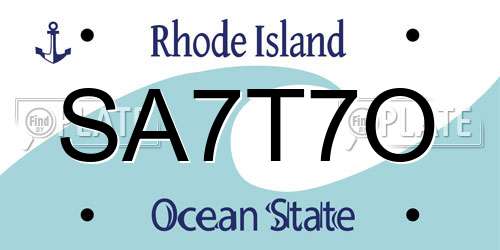 SA7T7O Rhode Island License Plate