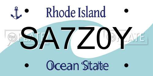 SA7Z0Y Rhode Island License Plate