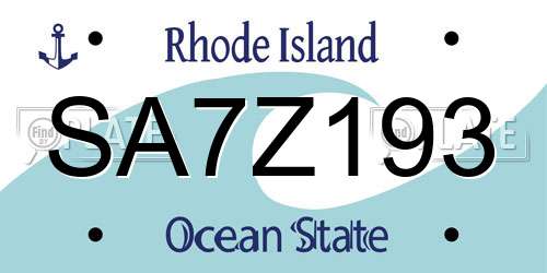 SA7Z193 Rhode Island License Plate