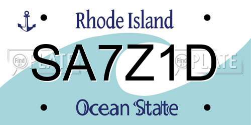 SA7Z1D Rhode Island License Plate