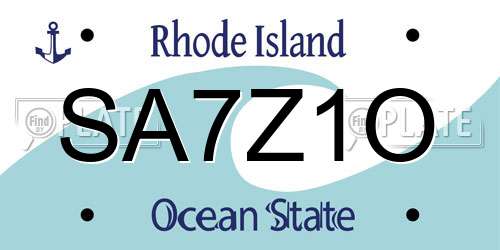 SA7Z1O Rhode Island License Plate