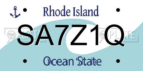SA7Z1Q Rhode Island License Plate