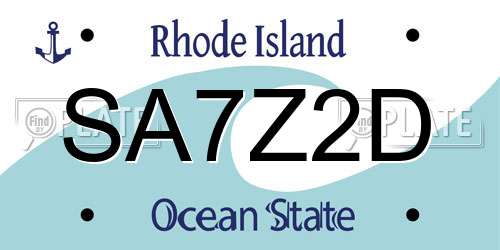 SA7Z2D Rhode Island License Plate
