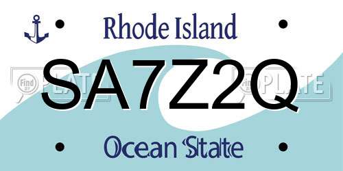 SA7Z2Q Rhode Island License Plate