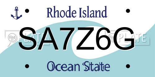 SA7Z6G Rhode Island License Plate