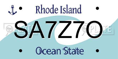 SA7Z7O Rhode Island License Plate
