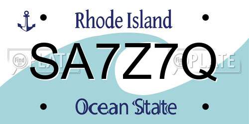 SA7Z7Q Rhode Island License Plate
