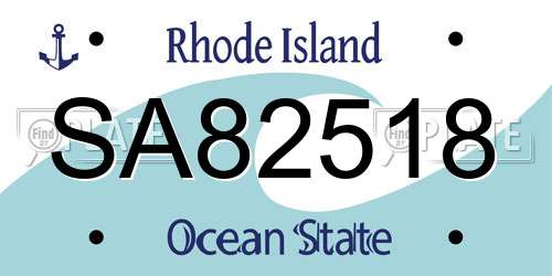 SA82518 Rhode Island License Plate
