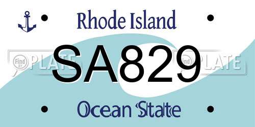 SA829 Rhode Island License Plate