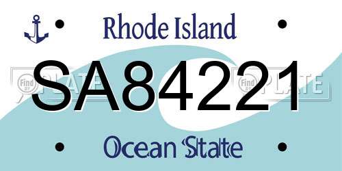 SA84221 Rhode Island License Plate