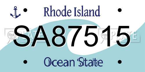 SA87515 Rhode Island License Plate