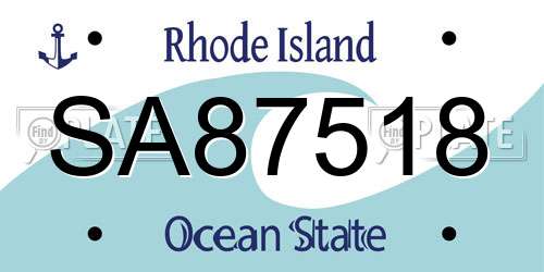 SA87518 Rhode Island License Plate