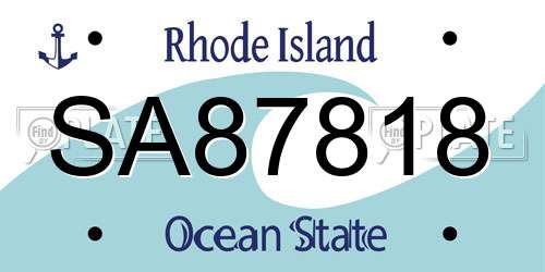 SA87818 Rhode Island License Plate