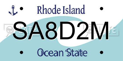 SA8D2M Rhode Island License Plate