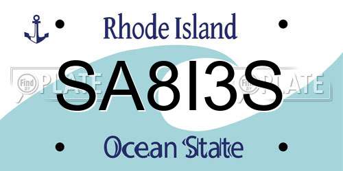 SA8I3S Rhode Island License Plate