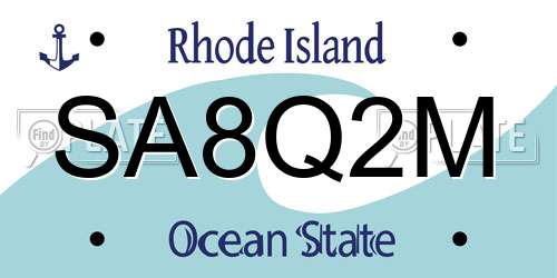 SA8Q2M Rhode Island License Plate