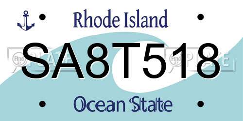 SA8T518 Rhode Island License Plate