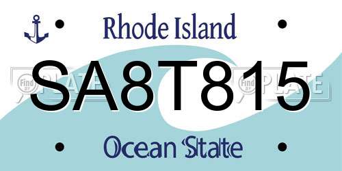 SA8T815 Rhode Island License Plate