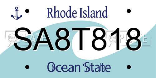 SA8T818 Rhode Island License Plate
