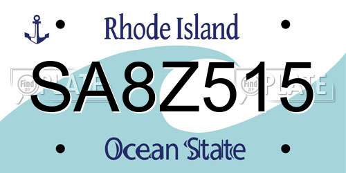 SA8Z515 Rhode Island License Plate