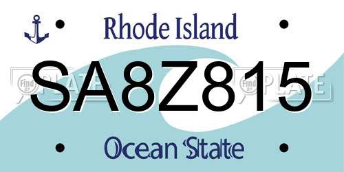 SA8Z815 Rhode Island License Plate