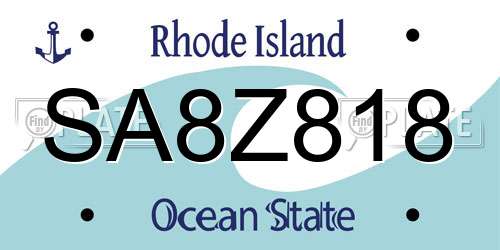 SA8Z818 Rhode Island License Plate
