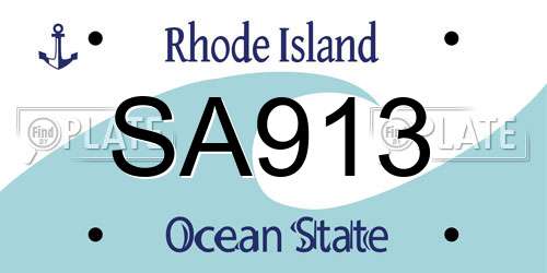 SA913 Rhode Island License Plate