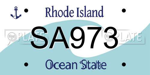 SA973 Rhode Island License Plate