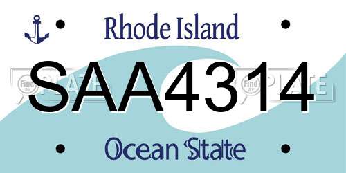 SAA4314 Rhode Island License Plate