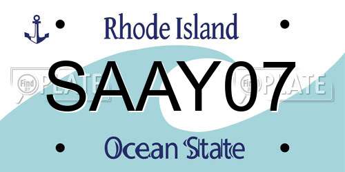 SAAY07 Rhode Island License Plate